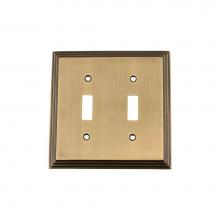 Nostalgic Warehouse 719735 - Nostalgic Warehouse Deco Switch Plate with Double Toggle in Antique Brass