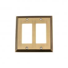 Nostalgic Warehouse 719738 - Nostalgic Warehouse Deco Switch Plate with Double Rocker in Antique Brass