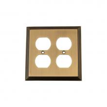 Nostalgic Warehouse 719741 - Nostalgic Warehouse Deco Switch Plate with Double Outlet in Antique Brass