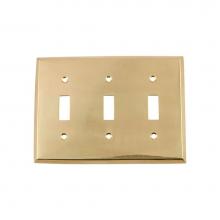 Nostalgic Warehouse 719916 - Nostalgic Warehouse New York Switch Plate with Triple Toggle in Polished Brass