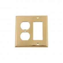 Nostalgic Warehouse 720068 - Nostalgic Warehouse New York Switch Plate with Rocker and Outlet in Unlacquered Brass