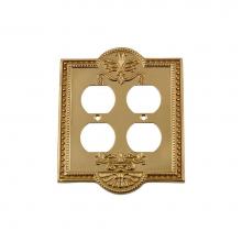 Nostalgic Warehouse 720077 - Nostalgic Warehouse Meadows Switch Plate with Double Outlet in Unlacquered Brass