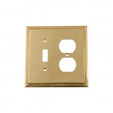 Nostalgic Warehouse 720115 - Nostalgic Warehouse Rope Switch Plate with Toggle and Outlet in Unlacquered Brass