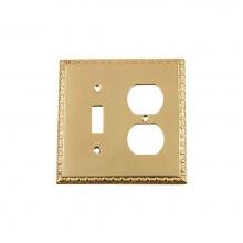 Nostalgic Warehouse 720127 - Nostalgic Warehouse Egg & Dart Switch Plate with Toggle and Outlet in Unlacquered Brass