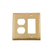 Nostalgic Warehouse 720128 - Nostalgic Warehouse Egg & Dart Switch Plate with Rocker and Outlet in Unlacquered Brass