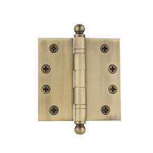 Nostalgic Warehouse 728369 - Nostalgic Warehouse 4'' Ball Tip Heavy Duty Hinge with Square Corners in Antique Brass