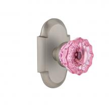 Nostalgic Warehouse 722185 - Nostalgic Warehouse Cottage Plate Single Dummy Crystal Pink Glass Door Knob in Satin Nickel