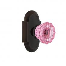 Nostalgic Warehouse 722188 - Nostalgic Warehouse Cottage Plate Single Dummy Crystal Pink Glass Door Knob in Timeless Bronze