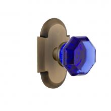 Nostalgic Warehouse 722191 - Nostalgic Warehouse Cottage Plate Single Dummy Waldorf Cobalt Door Knob in Antique Brass