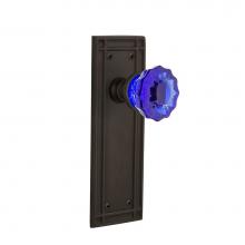 Nostalgic Warehouse 722415 - Nostalgic Warehouse Mission Plate Single Dummy Crystal Cobalt Glass Door Knob in Oil-Rubbed Bronze