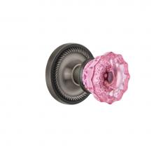 Nostalgic Warehouse 722558 - Nostalgic Warehouse Rope Rosette Single Dummy Crystal Pink Glass Door Knob in Antique Pewter