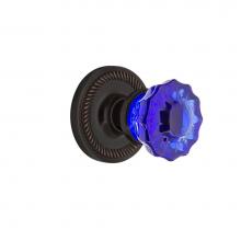 Nostalgic Warehouse 722574 - Nostalgic Warehouse Rope Rosette Single Dummy Crystal Cobalt Glass Door Knob in Timeless Bronze