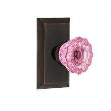 Nostalgic Warehouse 722629 - Nostalgic Warehouse Studio Plate Single Dummy Crystal Pink Glass Door Knob in Timeless Bronze