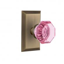 Nostalgic Warehouse 722633 - Nostalgic Warehouse Studio Plate Single Dummy Waldorf Pink Door Knob in Antique Brass