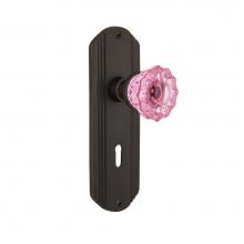 Nostalgic Warehouse 725352 - Nostalgic Warehouse Deco Plate with Keyhole Privacy Crystal Pink Glass Door Knob in Oil-Rubbed Bro