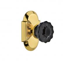 Nostalgic Warehouse 726904 - Nostalgic Warehouse Cottage Plate Single Dummy Crystal Black Glass Door Knob in Polished Brass