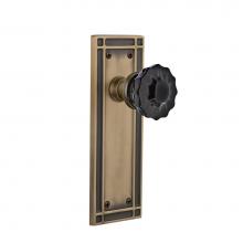 Nostalgic Warehouse 726934 - Nostalgic Warehouse Mission Plate Single Dummy Crystal Black Glass Door Knob in Antique Brass