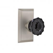 Nostalgic Warehouse 726968 - Nostalgic Warehouse Studio Plate Single Dummy Crystal Black Glass Door Knob in Satin Nickel