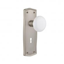 Nostalgic Warehouse 704533 - Nostalgic Warehouse Prairie Plate with Keyhole Single Dummy White Porcelain Door Knob in Satin Nic