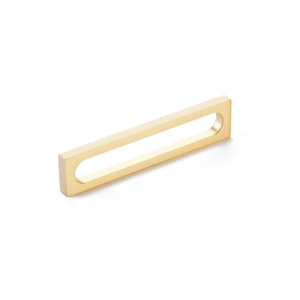 Pull, Modern Oval Slot, Satin Brass, 5'' cc