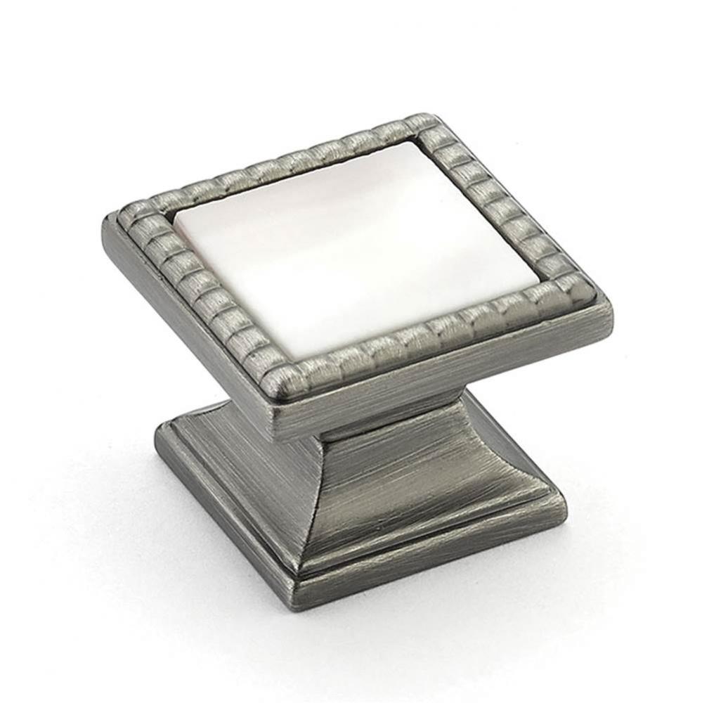 Knob, Square, Antique Nickel, Champagne Glass, 1-1/4'' dia