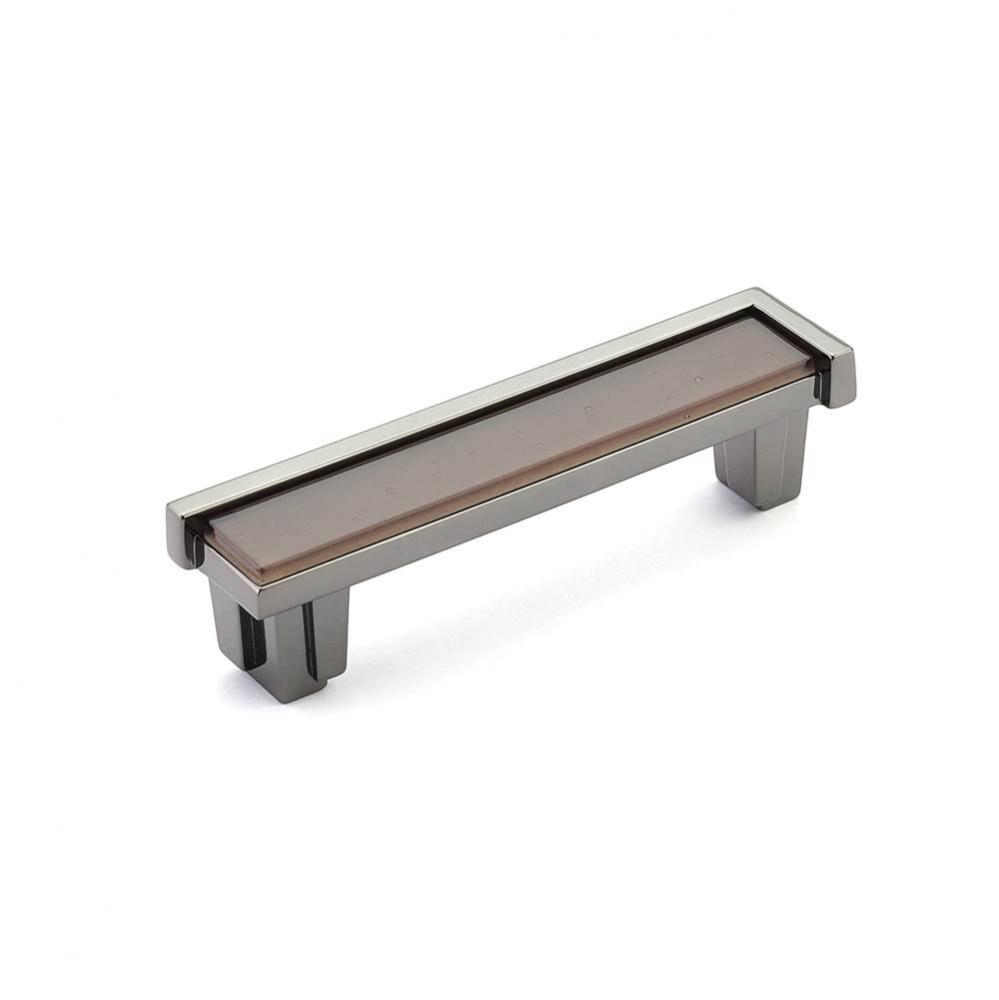 Pull, Black Nickel, Light Bronze Glass, 4'' cc