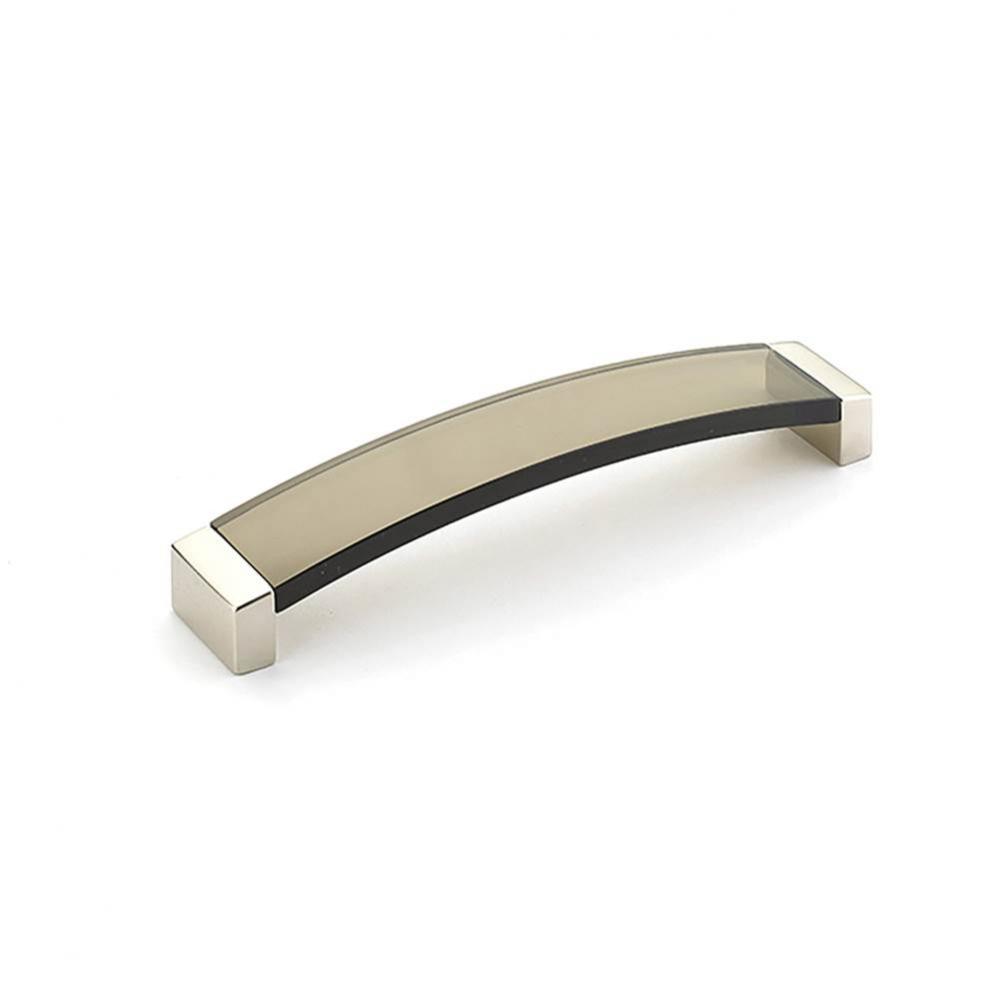 Positano, Arched Pull, Satin Nickel, Smoke, 6-5/16'' Cc