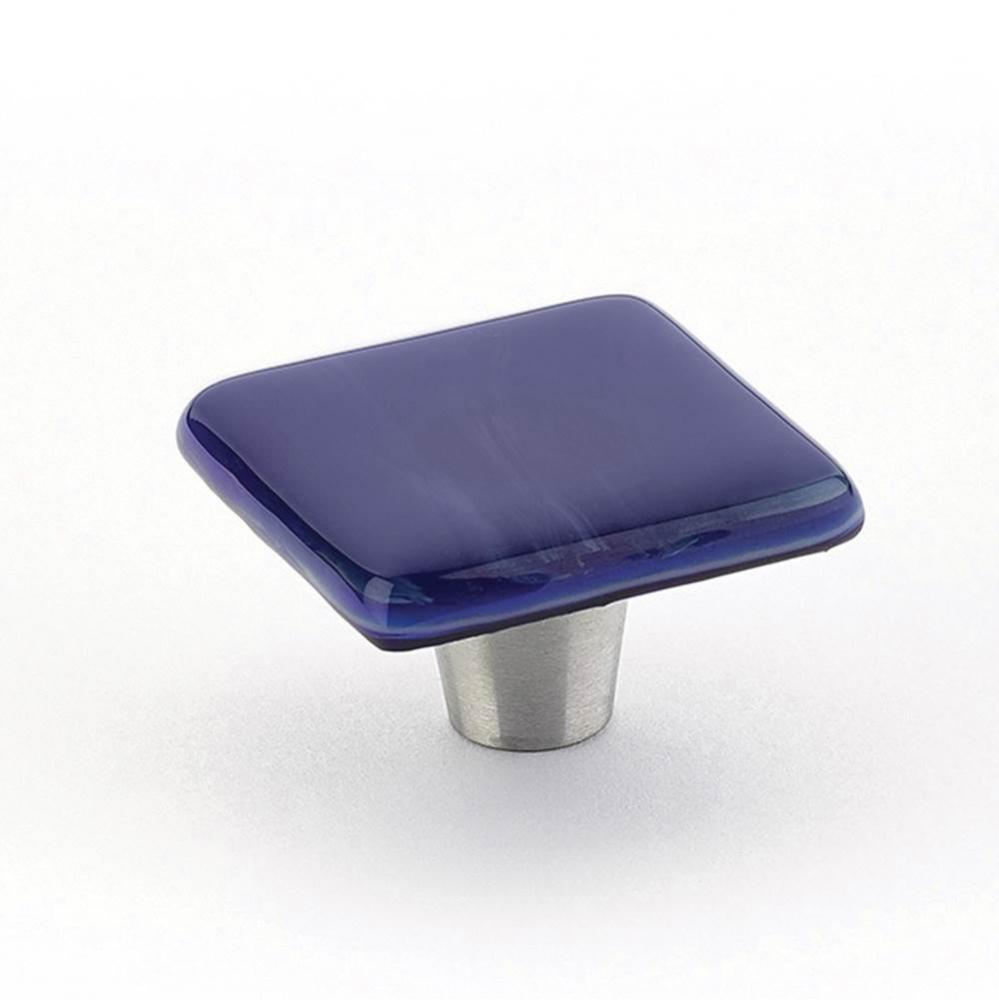 Knob, Square, Sapphire Silk, 1-1/2'' dia