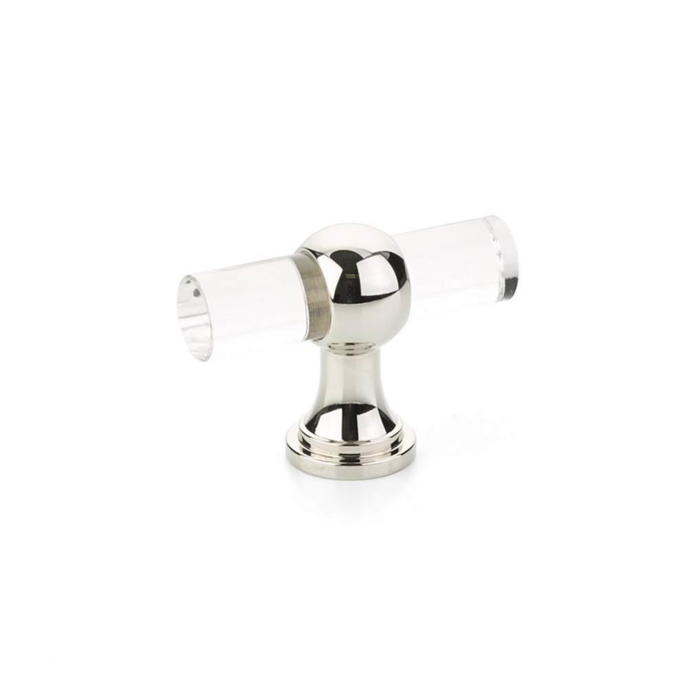 T-Knob, Adjustable Clear Acrylic, Polished Nickel, 2''