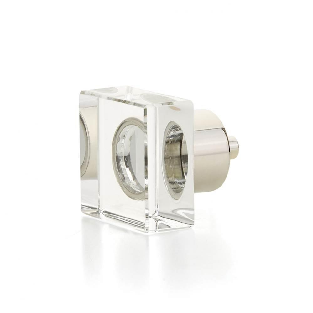 Square Glass Knob, Polished Nickel, 1-1/4''