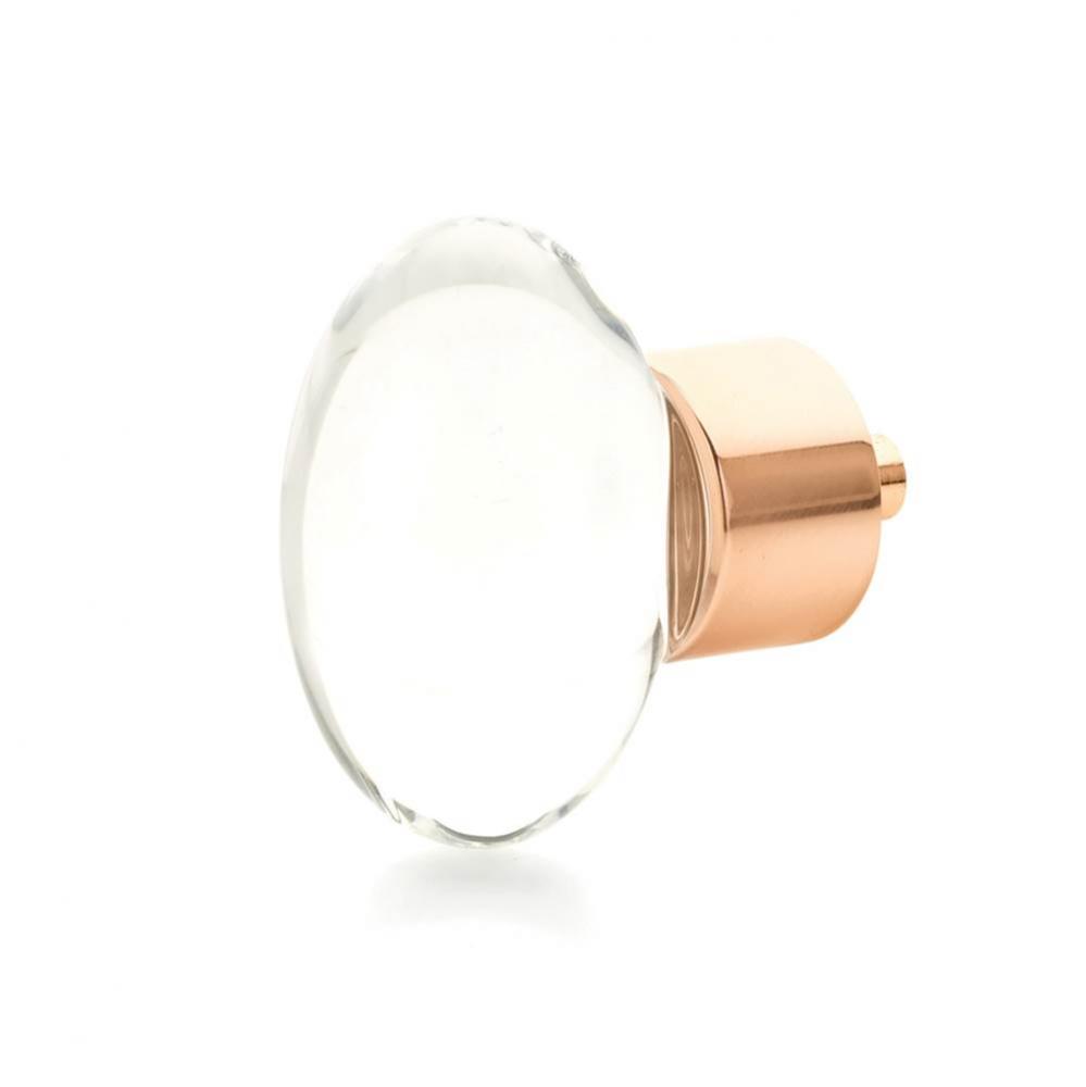 Oval Glass Knob, Polished Rose Gold, 1-3/4'' dia