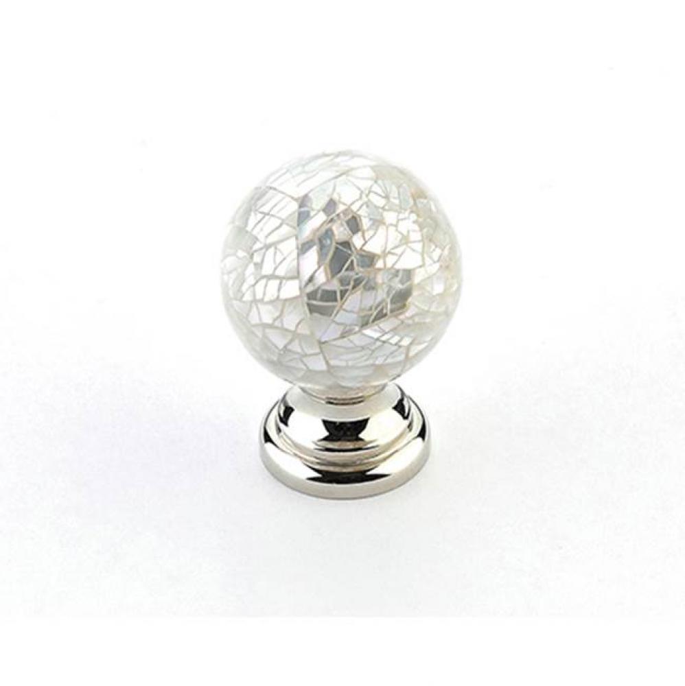 Mother Of Pearl,White Mother Of Pearl Knob With Polished Nickel Base, 1-1/4'' Dia,,Pleas