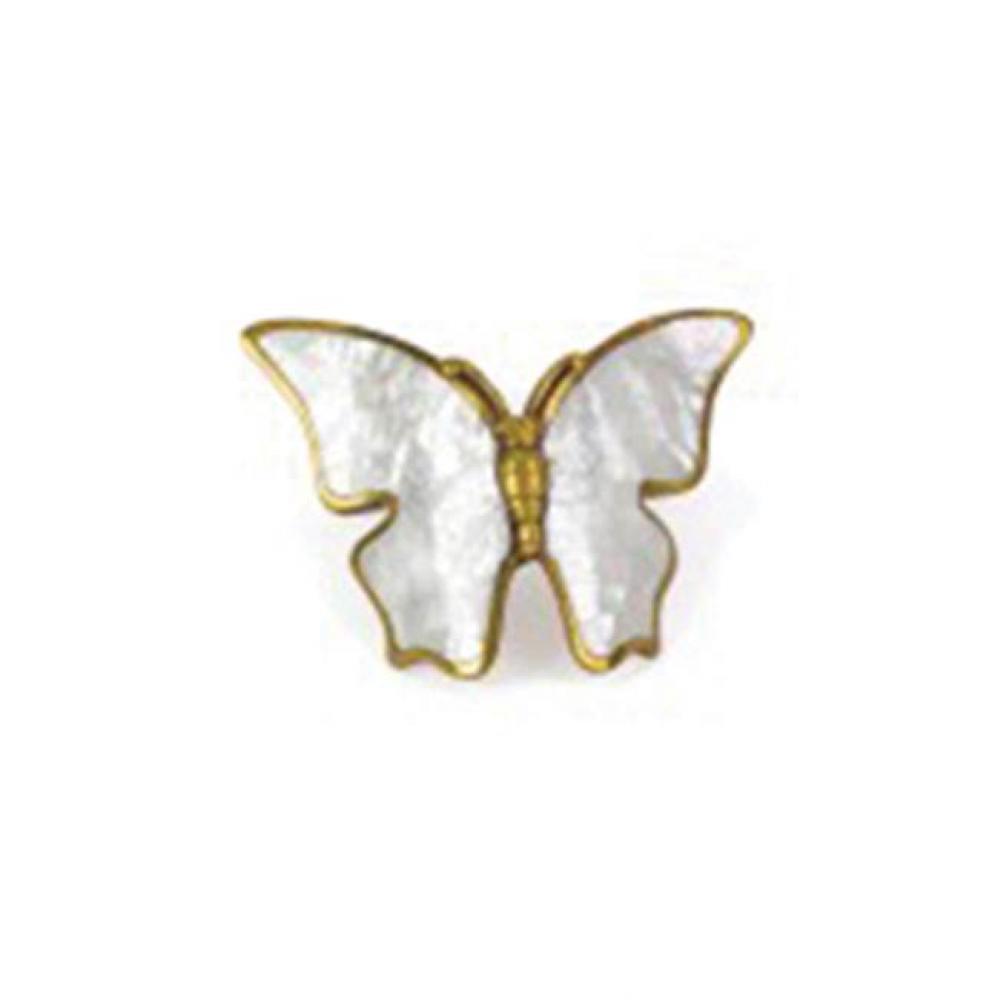 Pull, White Mother of Pearl Butterfly, 1-1/2'' cc