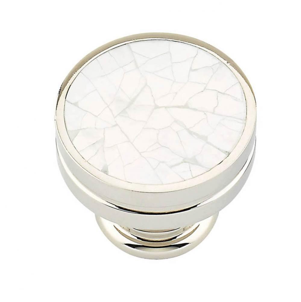 Mother Of Pearl,Polished Nickel Round Knob With Mother Of Pearl Inlay