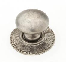 Schaub and Company 970-SA - Knob with backplate, Silver Antique, 1-1/4'' dia