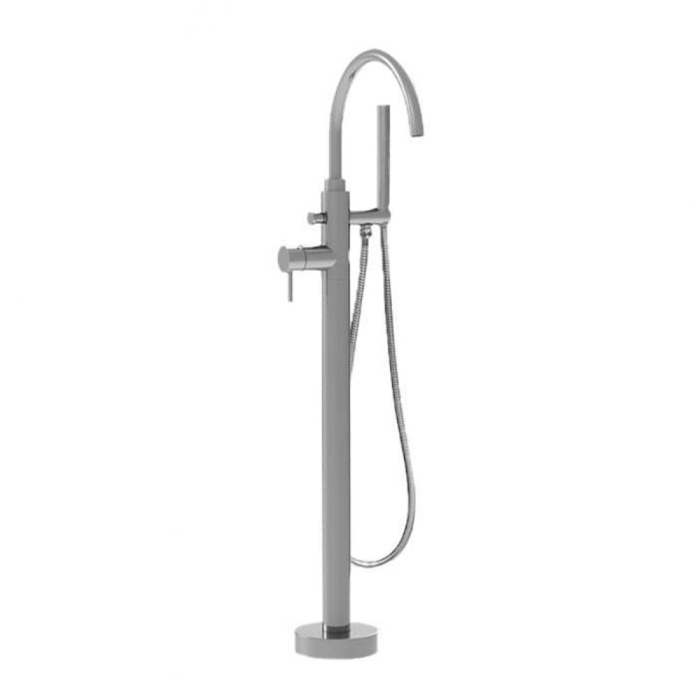 Single-Hole Contemporary Floormount Tub Filler Trim Polished Silver .21