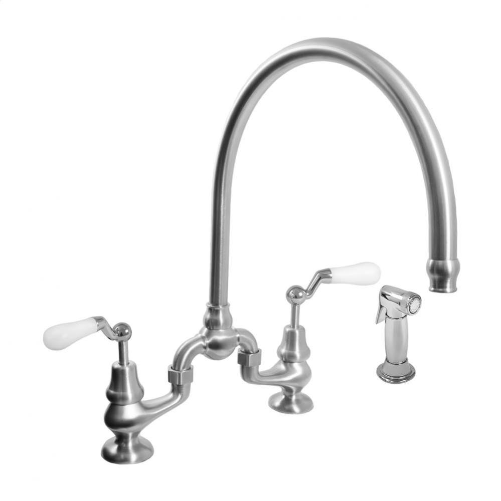 Sancerre Bridge Kitchen Faucet with High-Arc Spout, Handspray, and 482 Offset Lever in Satin Coppe