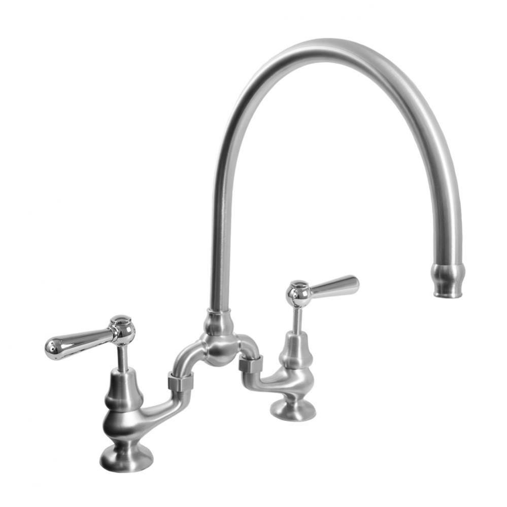 Sancerre Bridge Kitchen/Bar Faucet with High-Arc Spout and 484 Straight Lever in Satin Brass PVD