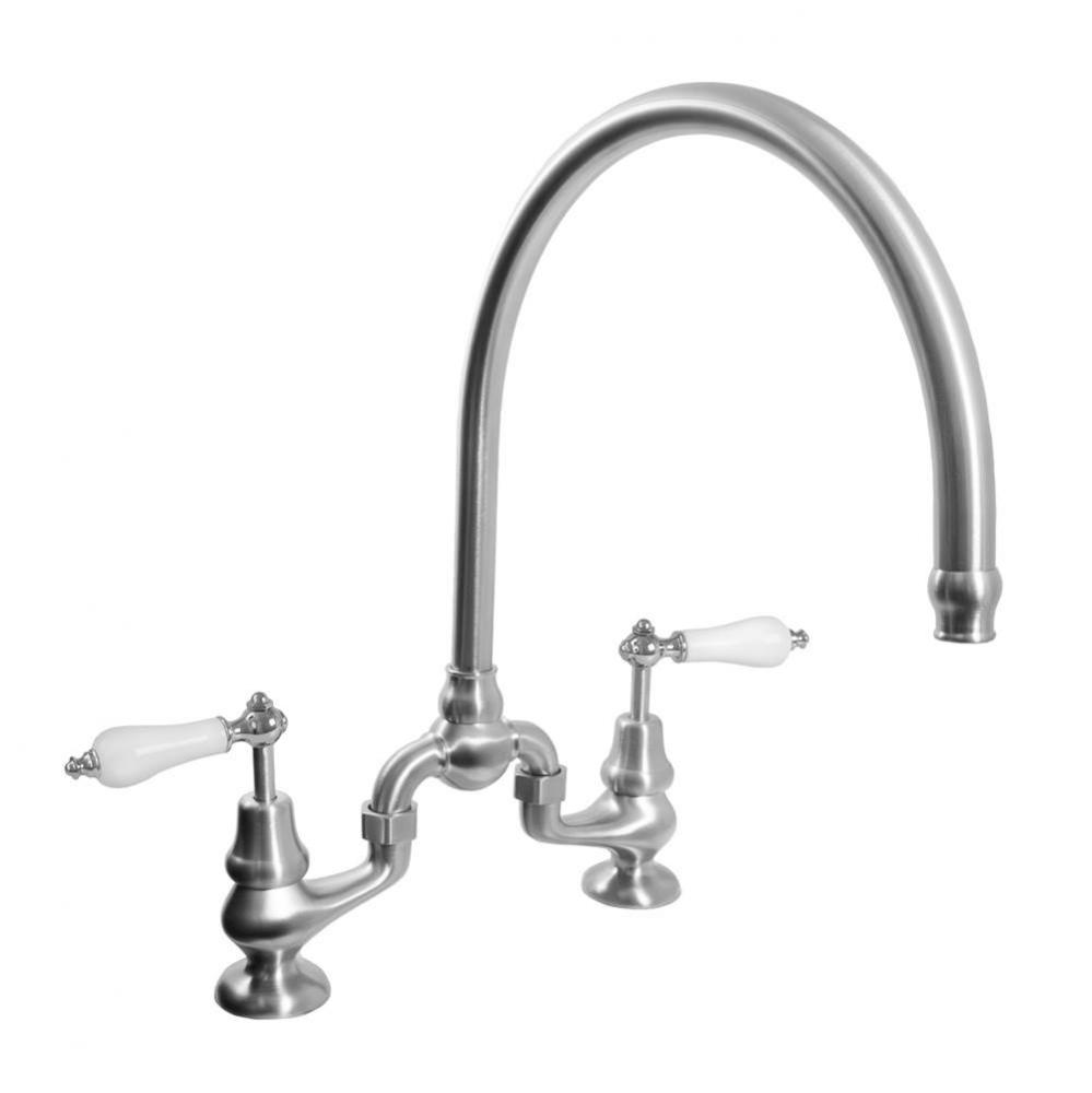 Sancerre Bridge Kitchen/Bar Faucet with High-Arc Spout and 485 Porcelain Lever in Matte Black