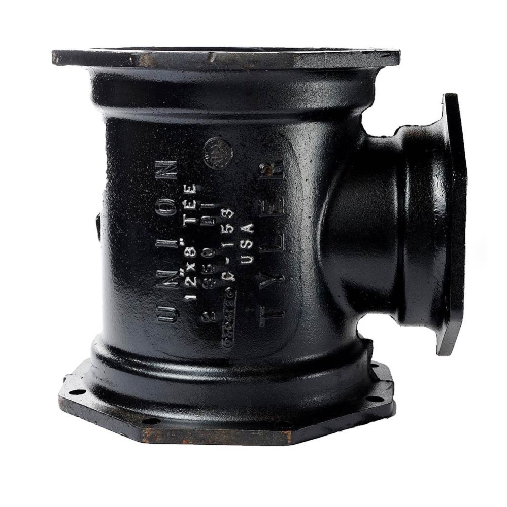 Dmf104 Pipe Tee, 10 In Mechanical Joint X 10 In Mechanical Joint X 4 In Flanged, Iron