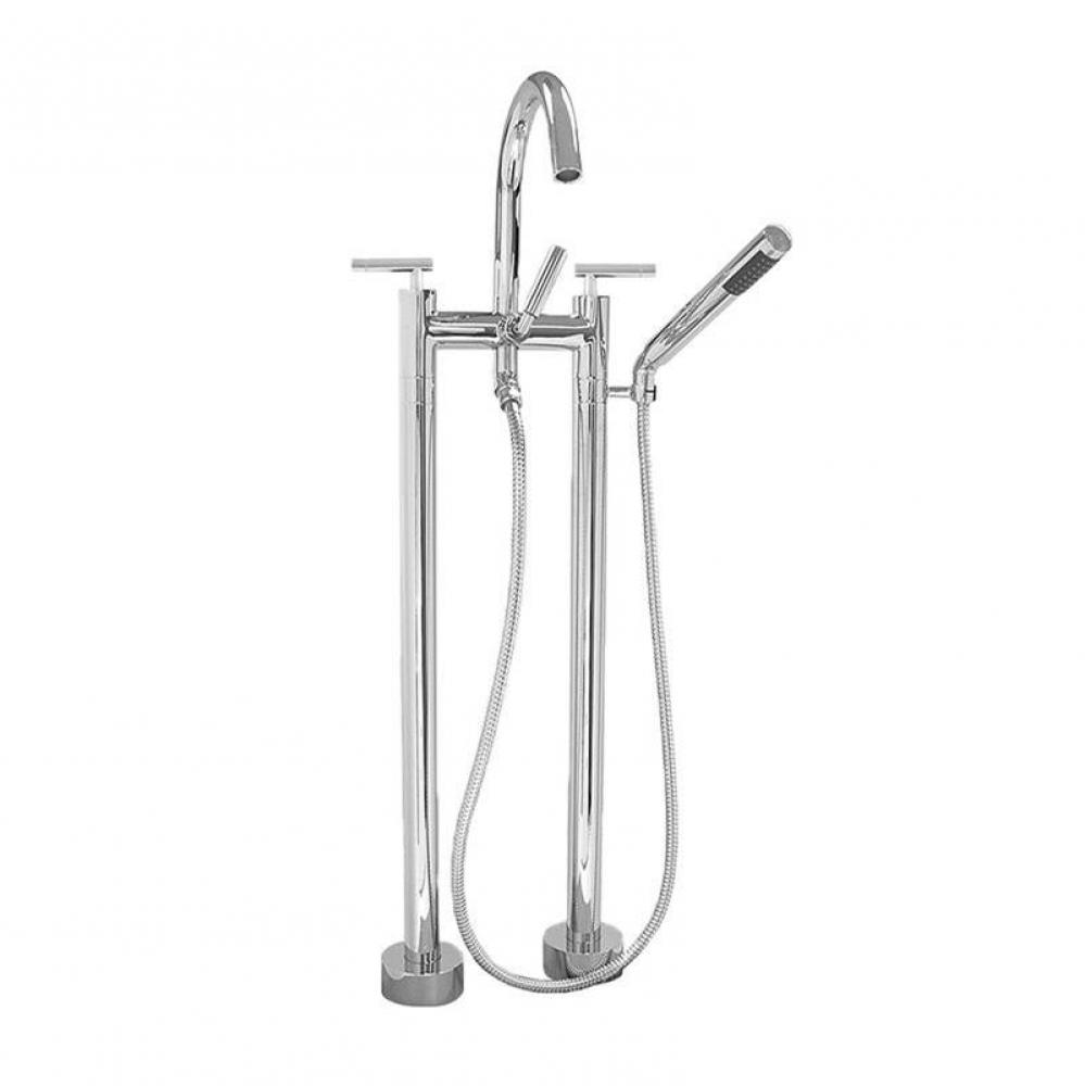 Contemporary Floormount Tub Filler W/Handshower Trim Polaris Ii Antique Gold .36