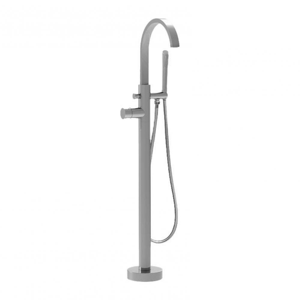 Contemporary Floormount Single-Hole Tub Filler Trim Satin Silver .78