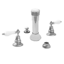 Sigma 7.0048590.33 - Bidet Set Complete with 485 Porcelain Lever in Uncoated Polished Brass
