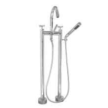 Sigma 1.0048520T.78 - Contemporary Floormount Tub Filler W/Handshower Trim Nova Ii Satin Silver .78