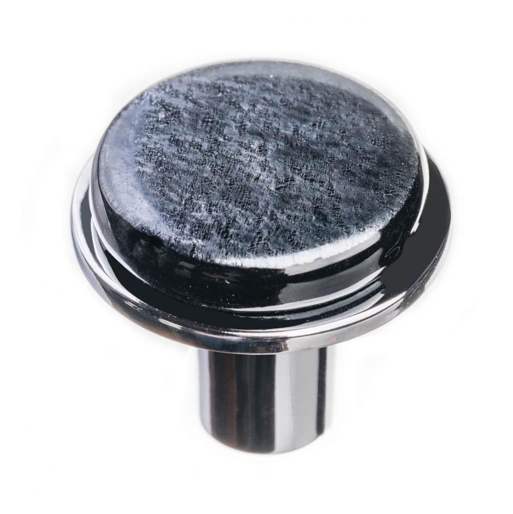 Geomtric Round Irid Black On Round Polished Chrome Knob