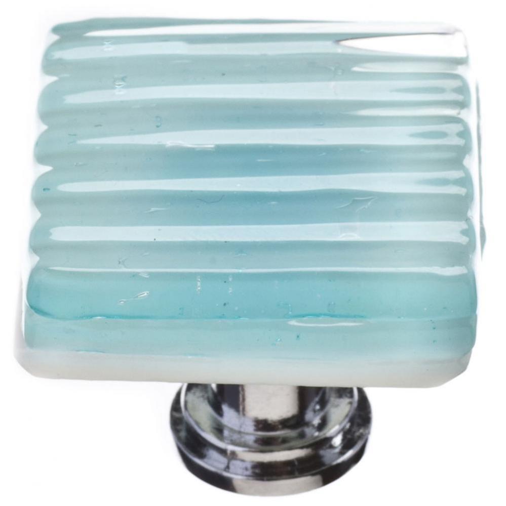 Reed Light Aqua Long Knob With Polished Chrome Base