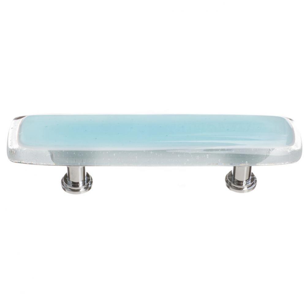 Reflective Light Aqua Pull With Satin Nickel Base