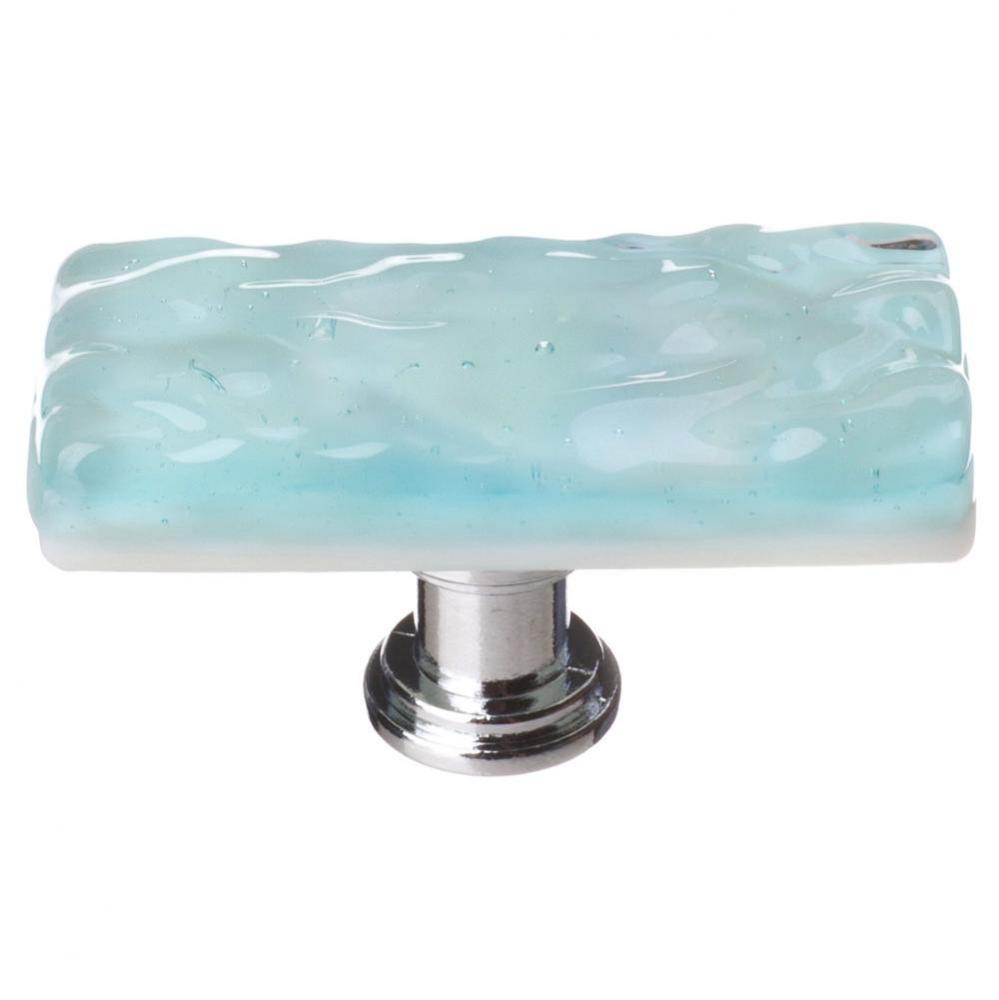 Skinny Glacier  Aqua Long Knob With Polished Chrome Base