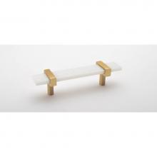 Sietto P-1901-5.5-SB - 5.5'' Adjustable White Pull With Satin Brass Base