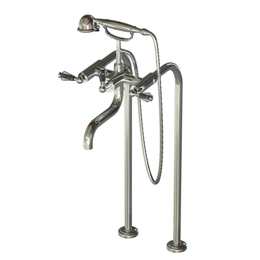 Floor Mount Tub Filler W/ Ec Handles And Multifunction Handheld Shower (Valve Included)